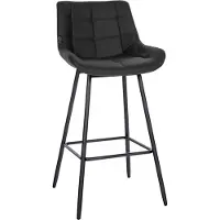 BellaFurn Tabouret de bar moderne - Tabouret - Assise confortable, velours ou similicuir, piètement stable | Couleur : noir | Matériau : similicuir