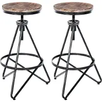 BellaFurn ensemble de 2 tabourets de bar - tabouret de bistrot - hauteur réglable, style industriel robuste. Couleur : argent