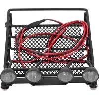 Gistuch Galerie de toit, porte-bagages, avec lumières LED, ronde, pour Axial SCX10 1/10 RC Car (4 blanches)