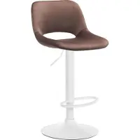 BellaFurn Tabouret de bar en velours - tabouret haut - réglable en hauteur et pivotant pour plus de confort | Couleur : brun | Base du matériau : métal blanc mat