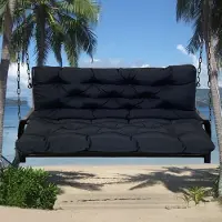 Topchances Coussin de banc imperméable Coussin d'assise et de dossier Coussin pour banc de jardin Meubles de jardin Balançoires, 120x100x10cm,Noir
