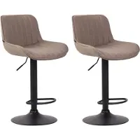 BellaFurn lot de 2 tabourets de bar - tabouret haut - hauteur d'assise confortable et réglable 60-82 cm, tissu | couleur : taupe | couleur de base : noir