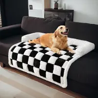 Topchances Housse de canapé pour animaux de compagnie, antidérapante Lit pour chien, lit pour chien en flanelle lavable Canapé pour chien Tapis de protection pour meubles,Noir,75x75cm