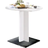 Freiraum Kulissentisch >Judd< rund, ausziehbar, weiss matt / schwarzstahl - 80/120x75 (D/BxH)