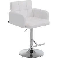 BellaFurn Tabouret de bar design - Tabouret - Espace confortable pour l'usage quotidien avec rembourrage en similicuir | Couleur : blanc | Couleur de base : chrome