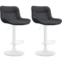 BellaFurn set de 2 tabourets de bar - Tabouret - Confort ergonomique, hauteur réglable | Couleur : noir | Couleur de base : blanc