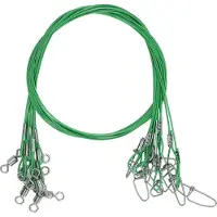 Gistuch Bas de ligne, 10 pcs., 50cm, vert, avec émerillons, pour la pêche des carnassiers