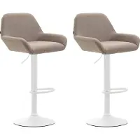 BellaFurn Set de 2 tabourets de bar réglables - Tabouret de bar - dossier confortable et repose-pieds | Couleur : taupe | Couleur de base : blanc