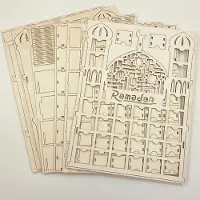 Gistuch Calendrier de l'Avent en bois Ramadan 2022 Aïd Moubarak avec tiroirs, 30 jours de décorations à rebours