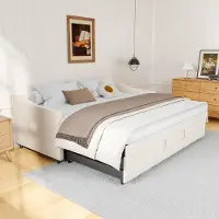 ProximaX Canapé-lit 90x200 cm en velours blanc, extensible 180x200 cm avec vérins hydrauliques, poches latérales et design moderne