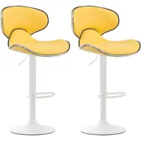 BellaFurn set de 2 tabourets de bar - Tabouret haut - Position assise confortable, similicuir | Couleur : jaune | Couleur de base : blanc