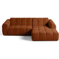 Lisa Design Ray - canapé d'angle droit - 4 places - en tissu texturé , Rouille