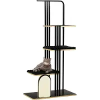 PawHut Arbre à chat de 170 cm, avec coussin, plateforme d'observation et griffoir en acier