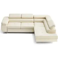Best Mobilier Zaria - canapé d'angle droit 5 places convertible avec coffre et têtières en simili , Beige