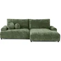 Lisa Design Nelly - canapé d'angle droit 4 places convertible avec coffre en velours texturé , Vert sauge