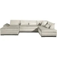 Best Mobilier Vermont - canapé panoramique d'angle droit - 7 places - XXL - en velours , Beige
