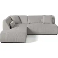 Lisa Design Onyx - canapé modulable d'angle gauche - 5 places - en velours côtelé , Gris clair