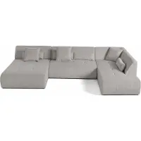Best Mobilier Onyx - canapé panoramique modulable d'angle droit 7 places - en velours côtelé , Gris clair