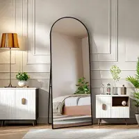 ProximaX Miroir de maquillage arqué en verre trempé, cadre en aluminium noir, 1620x530 mm, design moderne élégant pour chambre, dressing ou salle de bain