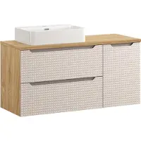 DMK Deutsches Milchkontor Ensemble De Salle De Bain 120 Cm Avec Plan De Travail Et Lavabo À Poser Trust