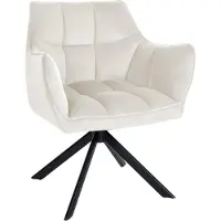 BellaFurn Chaise de salle à manger avec rembourrage en velours - Chaise SAMT - Grand confort d'assise et fonction pivotante Couleur : Crème | Couleur de base : Noir