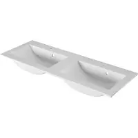 BellaFurn Lavabo encastrable Nicole 120 cm – Lavabo double pour salle de bains, durable et élégant | Couleur : blanc