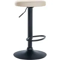 BellaFurn Tabouret de bar en similicuir - Siège de bar stylé - Réglable en hauteur & fonction rotation 360° | Couleur : crème | Couleur de base : noir