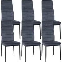 BellaFurn lot de 6 chaises de salle à manger - chaises de salle à manger - assise confortable rembourrée de velours ou de similicuir | Couleur : gris clair, Matière : souple