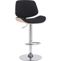 BellaFurn Tabouret de bar rembourré de tissu - structure en bois - hauteur réglable à 360°, design pivotant | Couleur : naturel/noir | Couleur de base : chrome