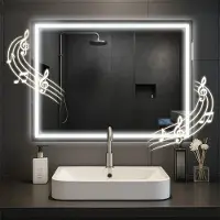 BellaFurn Miroir de salle de bain LED - miroir mural - haut-parleur Bluetooth, éclairage LED clarifiant