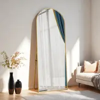 ProximaX Miroir sur pied 53 x 162 cm Miroir corps entier or Cadre aluminium Miroir bombé Miroir d'habillage