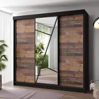 KIER FURNITURE Armoire avec miroir - Armoire à portes coulissantes, 200x205x59 cm