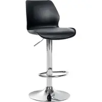BellaFurn Tabouret de bar noir - Tabouret de cuisine - Similicuir résistant - Réglable en hauteur et inclinable