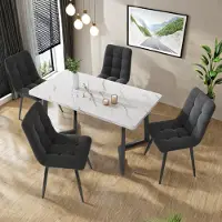 ProximaX Chaise de salle à manger , lot de 4, assise rembourrée en velours, assise confortable pour la salle à manger, la cuisine ou le salon, gris