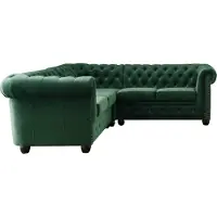 Lisa Design William - canapé Chesterfield d'angle réversible - 5 places - en velours , Vert