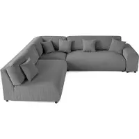 Lisa Design Garance - canapé modulable d'angle gauche - 6 places - en velours côtelé , Gris foncé