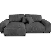 Best Mobilier Garance - canapé d'angle réversible - 4 places - en velours côtelé , Gris foncé
