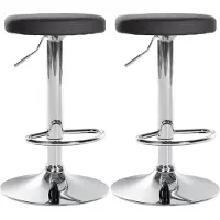 BellaFurn set de 2 tabourets de bar - chaises de salle à manger - système de rotation à 360° | Couleur : noir | Matériau base : métal aspect chrome