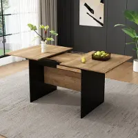 SUCCESS COURIER Table à manger extensible 140/180 x 80 cm, rectangulaire, finition bois, style minimaliste, aspect naturel, pouvant accueillir 4 à 6 personnes