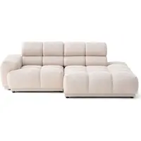 Lisa Design Matera - canapé d'angle droit 4 places avec têtières réglables en tissu texturé , Beige