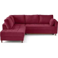 Lisa Design Anna - canapé d'angle gauche 5 places convertible en velours texturé , Prune