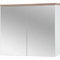 DMK Deutsches Milchkontor Armoire De Salle De Bain Avec Miroir 80 Cm Blanc Brillant 2 Portes Moderne