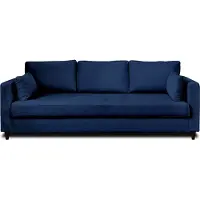 Best Mobilier Lisa Design Anna - canapé droit 3 places convertible avec poche en velours , Bleu nuit