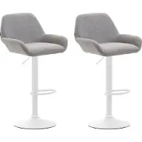 BellaFurn Set de 2 tabourets de bar réglables - Tabouret de bar - dossier confortable et repose-pieds | Couleur : gris | Couleur de base : blanc