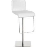 BellaFurn Tabouret de bar moderne et réglable - revêtement de l'assise en similicuir - pivotant à 360° et réglable en hauteur | Couleur : blanc | Couleur de base : inox