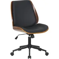 BellaFurn Chaise de bureau, chaise de bureau, pivotant à 360°, rembourrage en similicuir - piétement noir/chrome | Couleur : noyer/noir | Couleur de base : noir