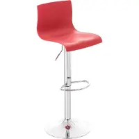 BellaFurn Tabouret de bar Moderne - Tabouret design - Réglable en continu & confortable | Couleur : rouge | Matériau base : métal chromé