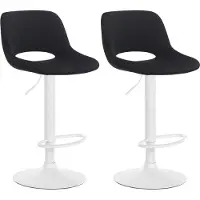 BellaFurn set de 2 tabourets de bar en velours - tabouret de bar - réglable en hauteur & pivotant à 360° | Couleur : noir | Matériau de base : métal blanc mat