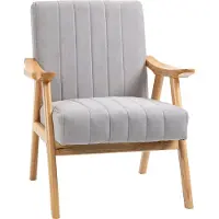 Fortuna Lai Fauteuil à oreilles Fauteuil rembourré avec accoudoirs Fauteuil lounge Fauteuil relax Design scandinave Pieds en bois de caoutchouc Gris clair pour salon et détente