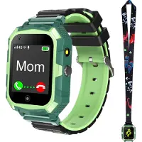 Topchances 4G Montre intelligente pour enfants Garçons Filles, Montre-téléphone intelligente étanche avec GPS WiFi-appel vidéo SOS caméra Montre-bracelet pour enfants 3-14 anniversaire Cadeaux de Noël,Vert